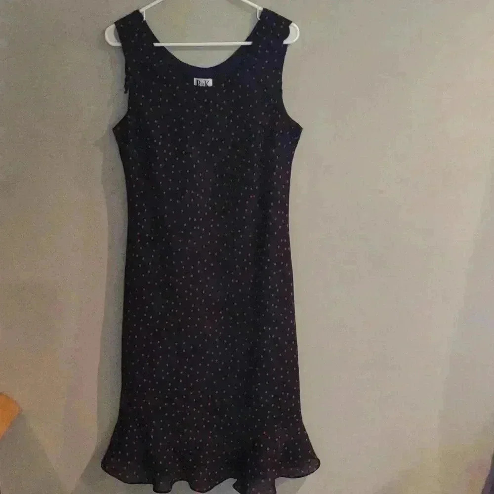 R&K black with red polkadots sleeveless dress women's‎ 16